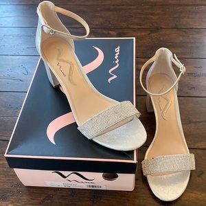 Nina Edria strappy block heeled sparkle shoes